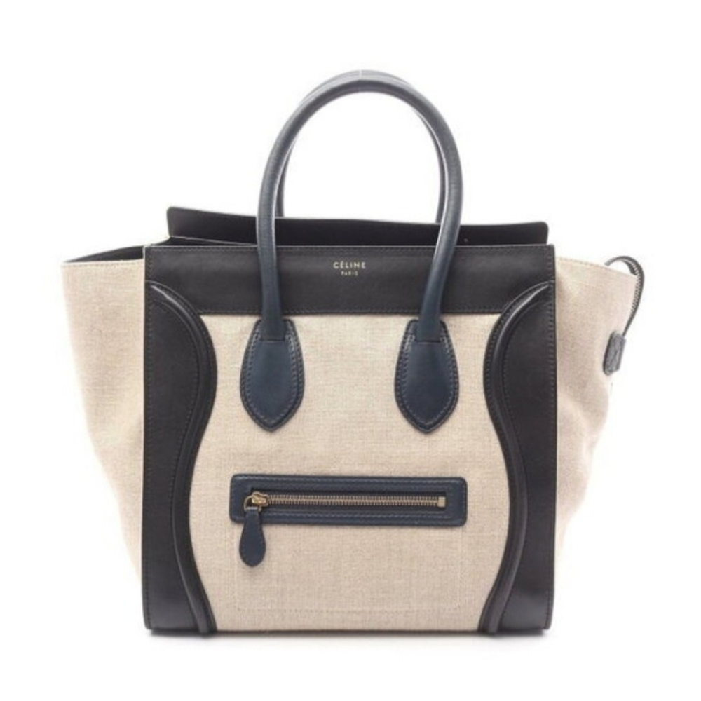 Celine Luggage Tote Bag Beige Black Navy